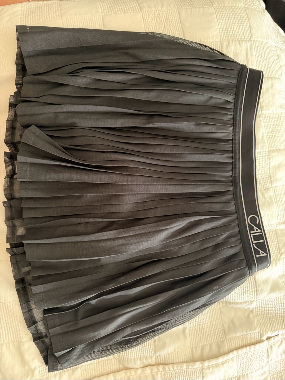 CALLA Black Pleated Mini Skirt with Branded Waistband